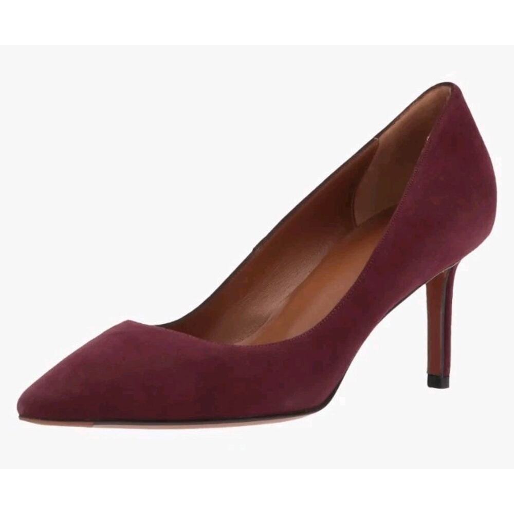 Aquatalia Melina Burgundy Suede High Heel Pumps Womens 10 Italian Leather Shoes